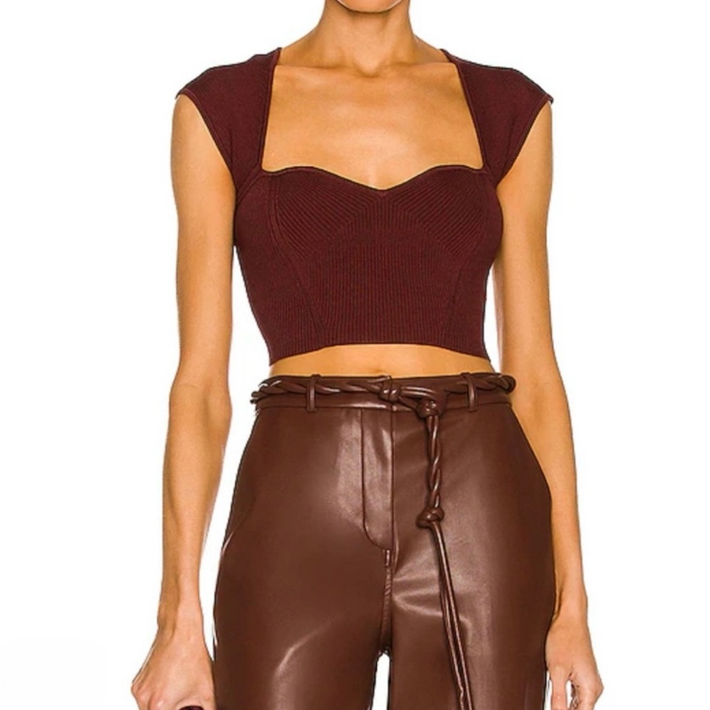 Jonathan Simkhai Burgundy Ribbed Crop Top